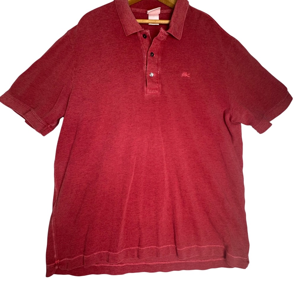 Lacoste Mens Regular Fit Polo Shirt Size 8 3XL Red Cotton Pique Short Sleeve